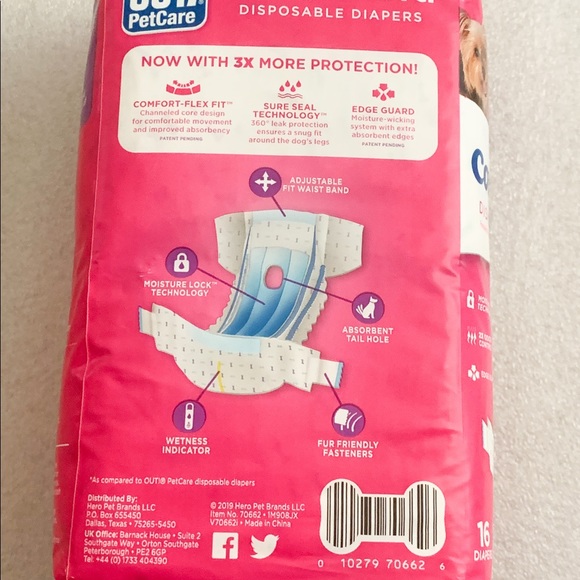 XS/A Out! Pet Care Comfort Dri Disposable Diapers - Picture 2 of 5